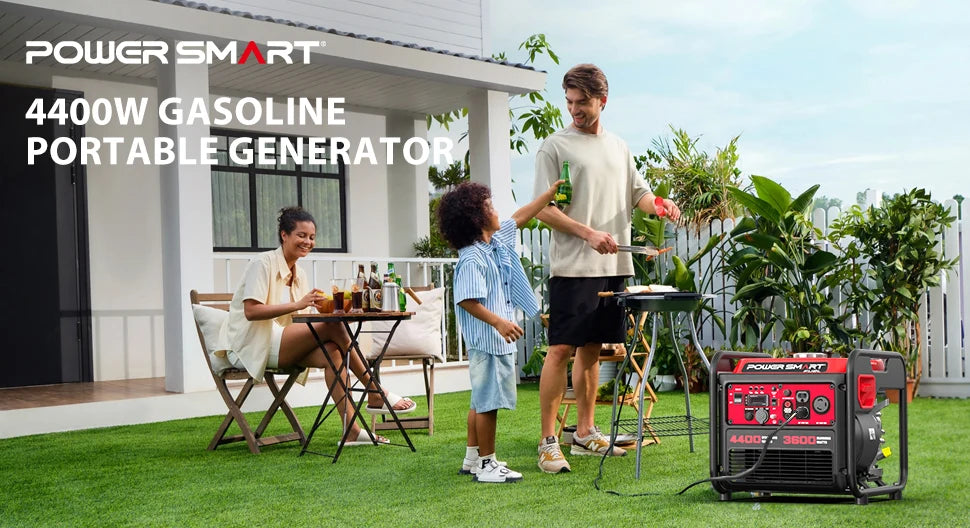 PowerSmart 4400W Portable Generator with Inverter Technology, RV Ready 30A Outlet, Gas Powered, Lightweight & Quiet for Home Use