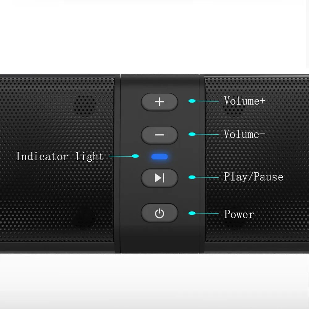 DARUPSUN Portable Surround Sound Bar Bluetooth 2 Speaker in 1 Subwoofer TV Home Theater