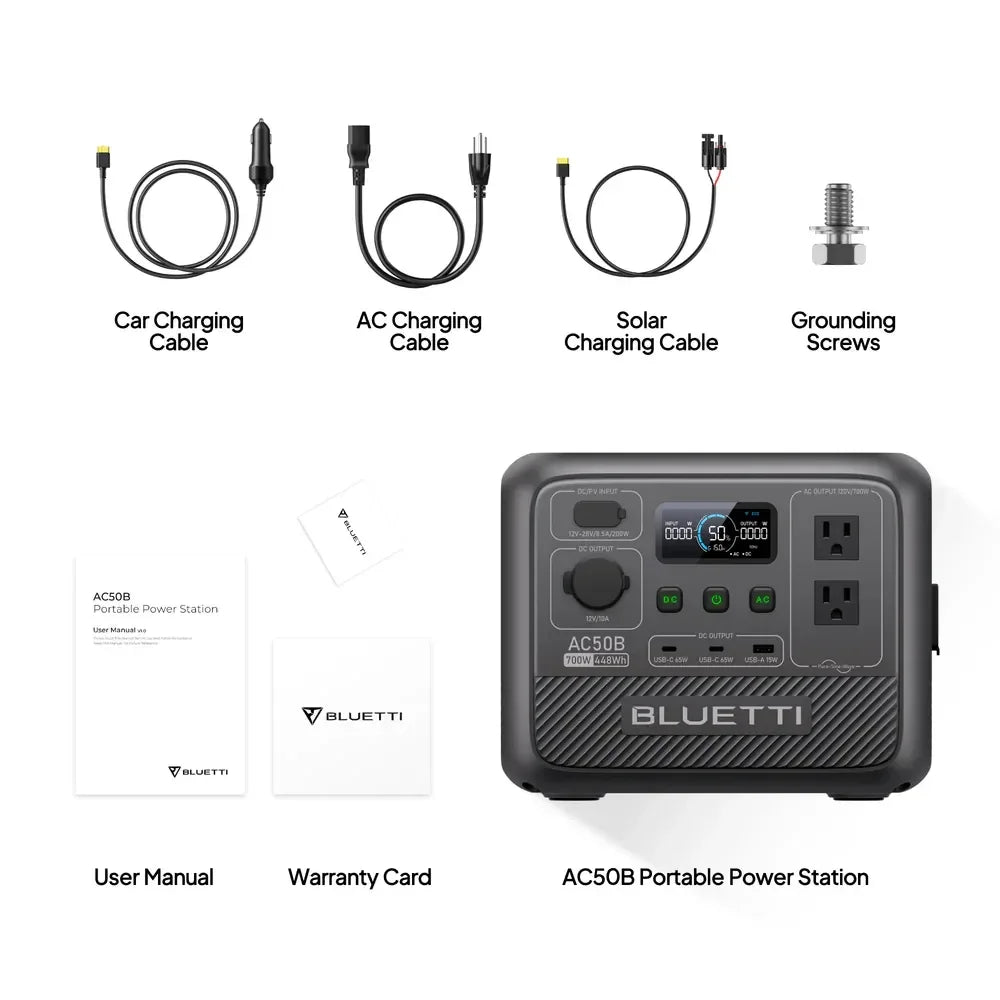 BLUETTI AC50B Portable Power Station | 700W 448Wh Compact Reliable Energy for Outdoor and Emergency Use