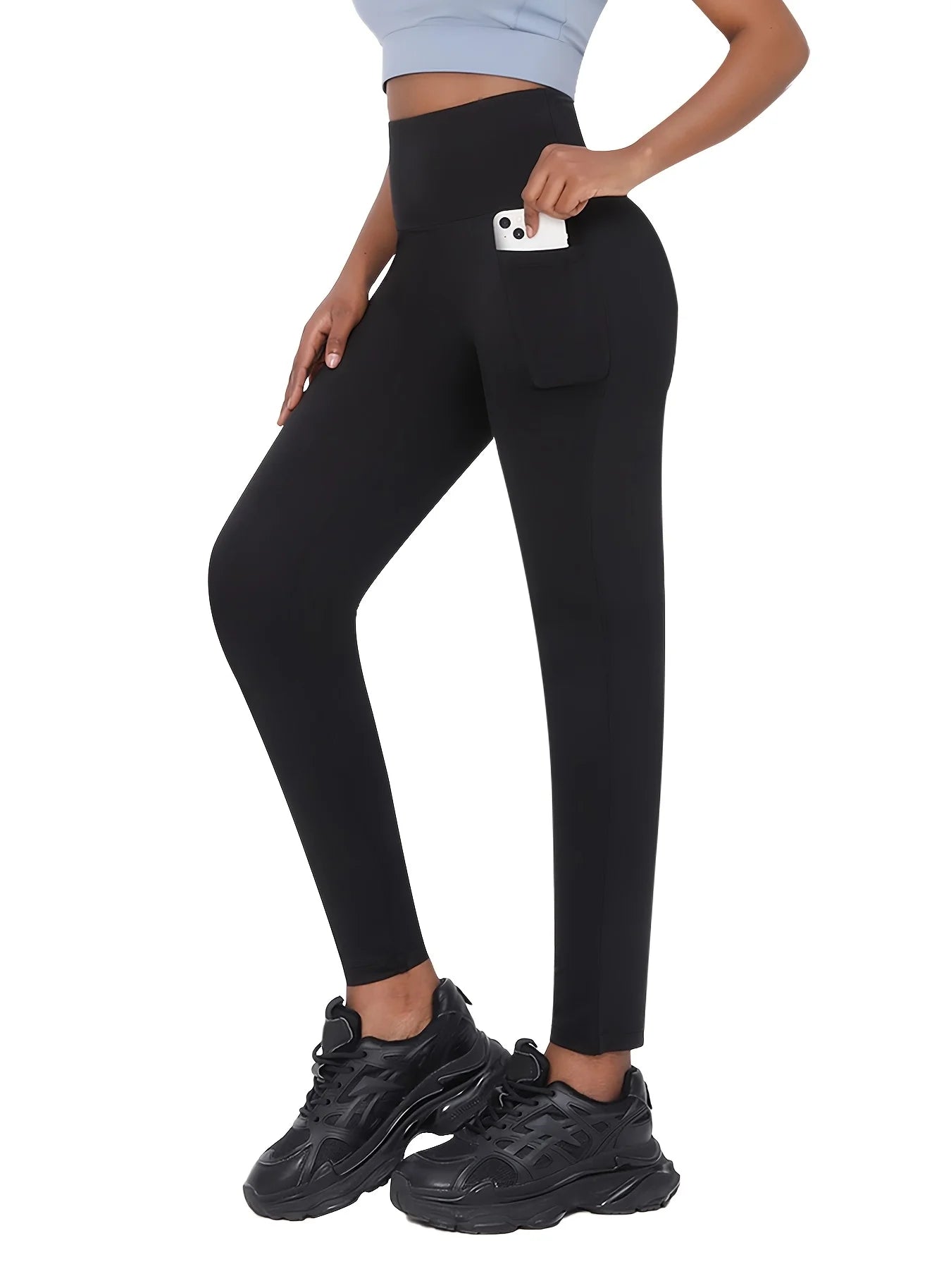 Women's High-Waisted Tummy Control -Lined Leggings - Workout Pants with Pockets, Running & Yoga Pants, Machine Washable Gym