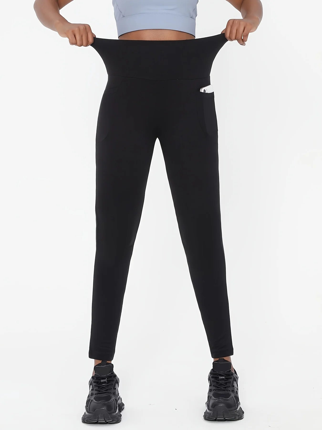 Women's High-Waisted Tummy Control -Lined Leggings - Workout Pants with Pockets, Running & Yoga Pants, Machine Washable Gym