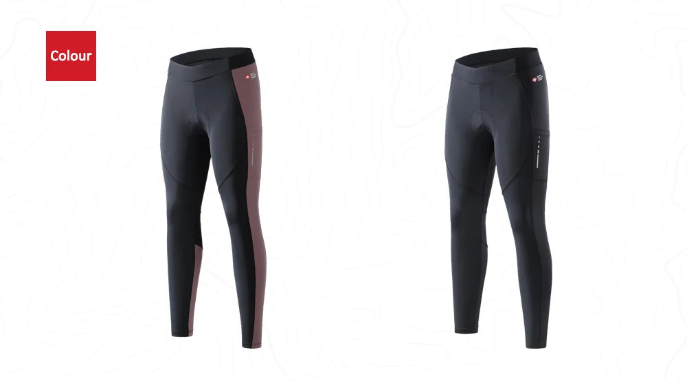 Santic Women's Cycling Long Pants with 3D Padded Breathable Mesh Reflective MTB Biking Tights Bicycle Leggings Sports Trousers