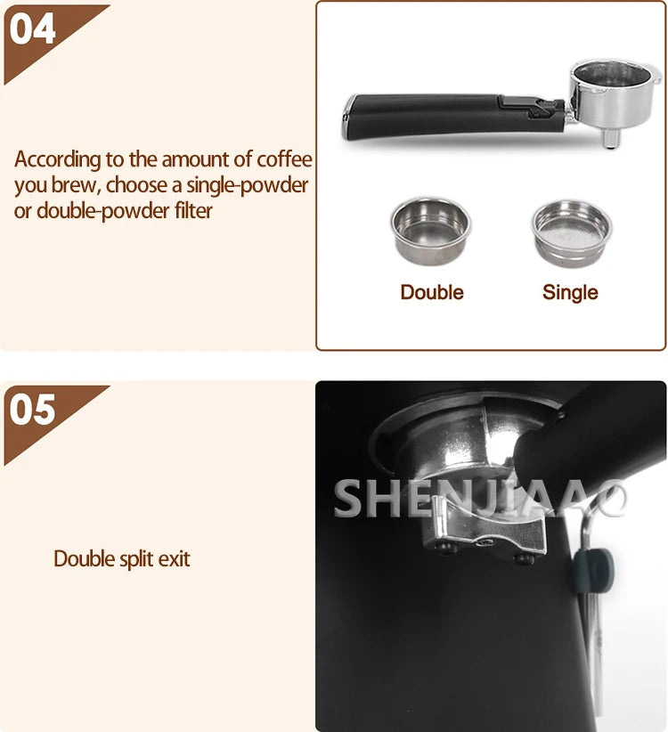 LZHZXY Espresso Coffee Machine 20 Bar Steam Semi Automatic Touch Screen