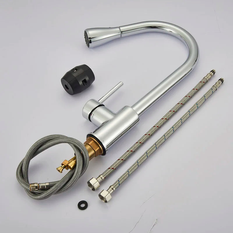 Rozin Pull Out Gourmet Kitchen Faucet Tap SUS304 Black Single Handle Kitchen Sink Mixer Tap 2 in 1 Spout Hot Cold Water Crane