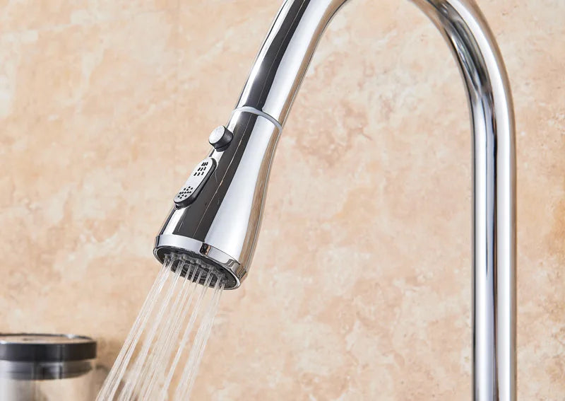 Rozin Pull Out Gourmet Kitchen Faucet Tap SUS304 Black Single Handle Kitchen Sink Mixer Tap 2 in 1 Spout Hot Cold Water Crane