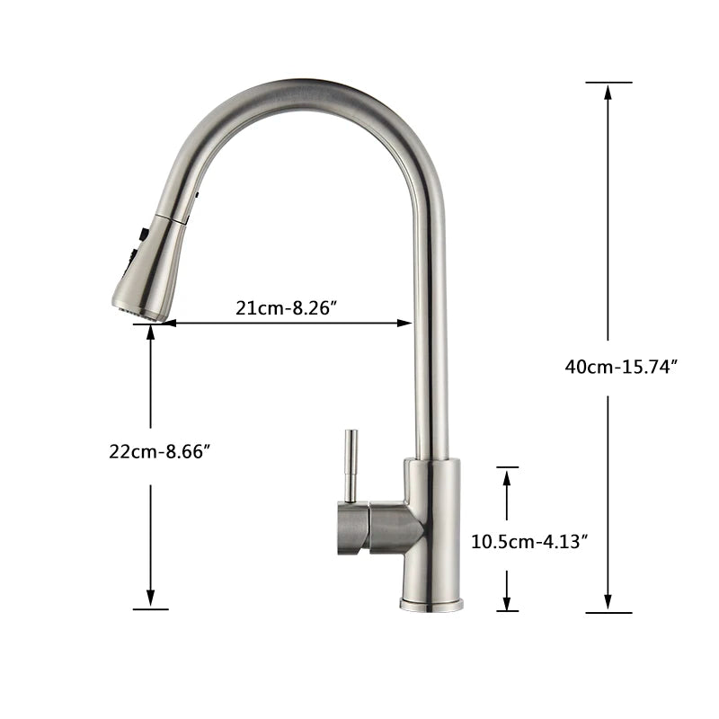 Rozin Pull Out Gourmet Kitchen Faucet Tap SUS304 Black Single Handle Kitchen Sink Mixer Tap 2 in 1 Spout Hot Cold Water Crane