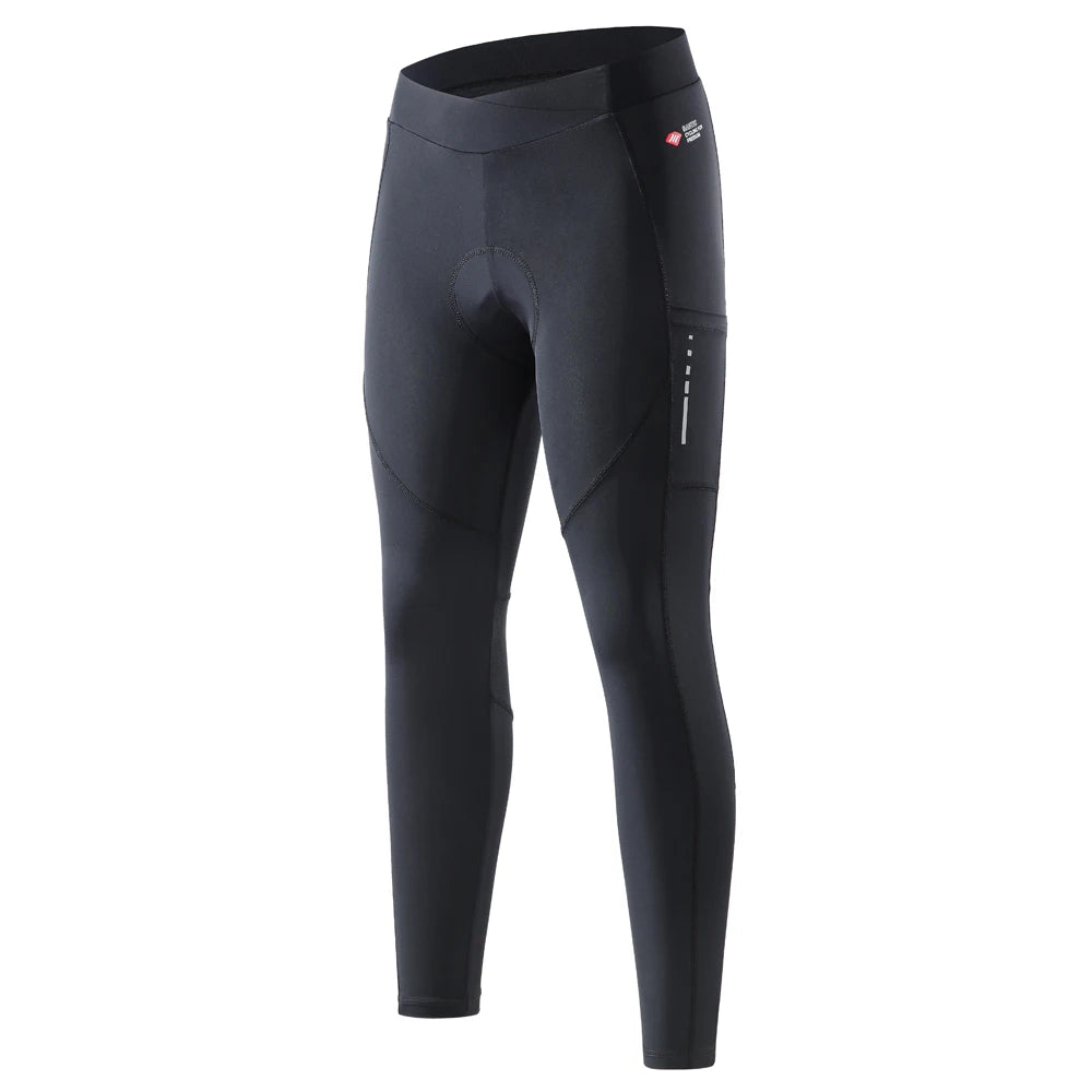 Santic Women's Cycling Long Pants with 3D Padded Breathable Mesh Reflective MTB Biking Tights Bicycle Leggings Sports Trousers
