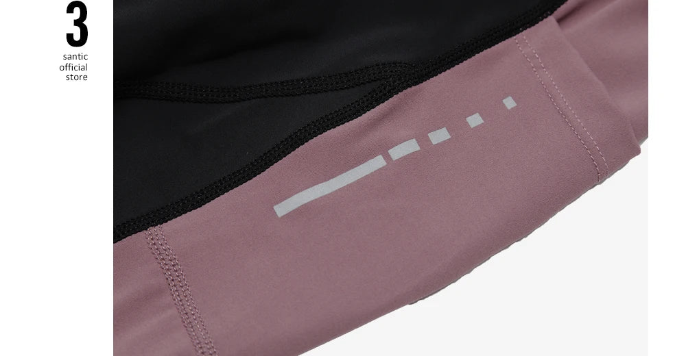 Santic Women's Cycling Long Pants with 3D Padded Breathable Mesh Reflective MTB Biking Tights Bicycle Leggings Sports Trousers