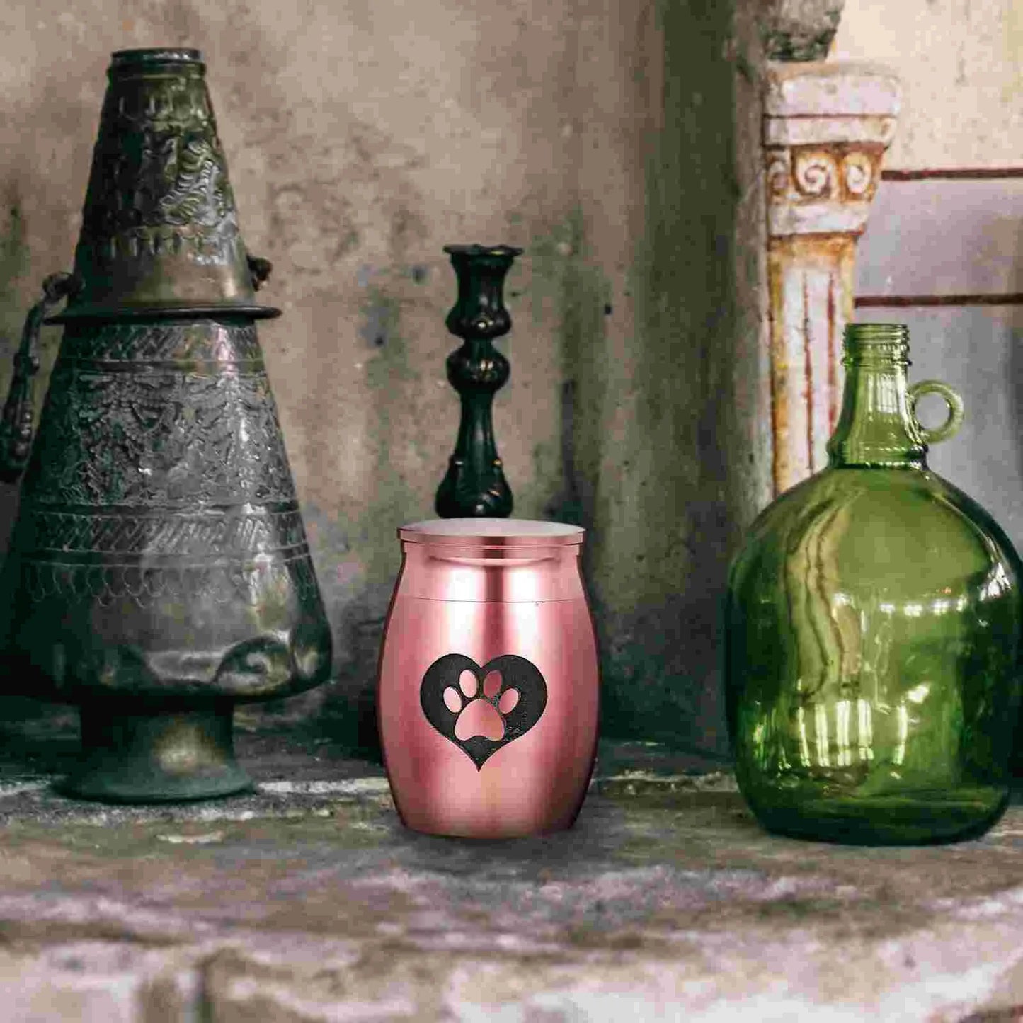 Pet Urn Accessory Lovely Pattern Cat Urns Stainless Steel Memorable Dog  Ashes