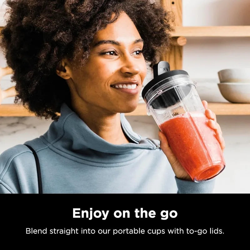 Ninja BN301 Nutri-Blender Plus Compact Personal Blender, 900-Peak-Watt Motor, Frozen Drinks, Smoothies, Sauces & More, Silver