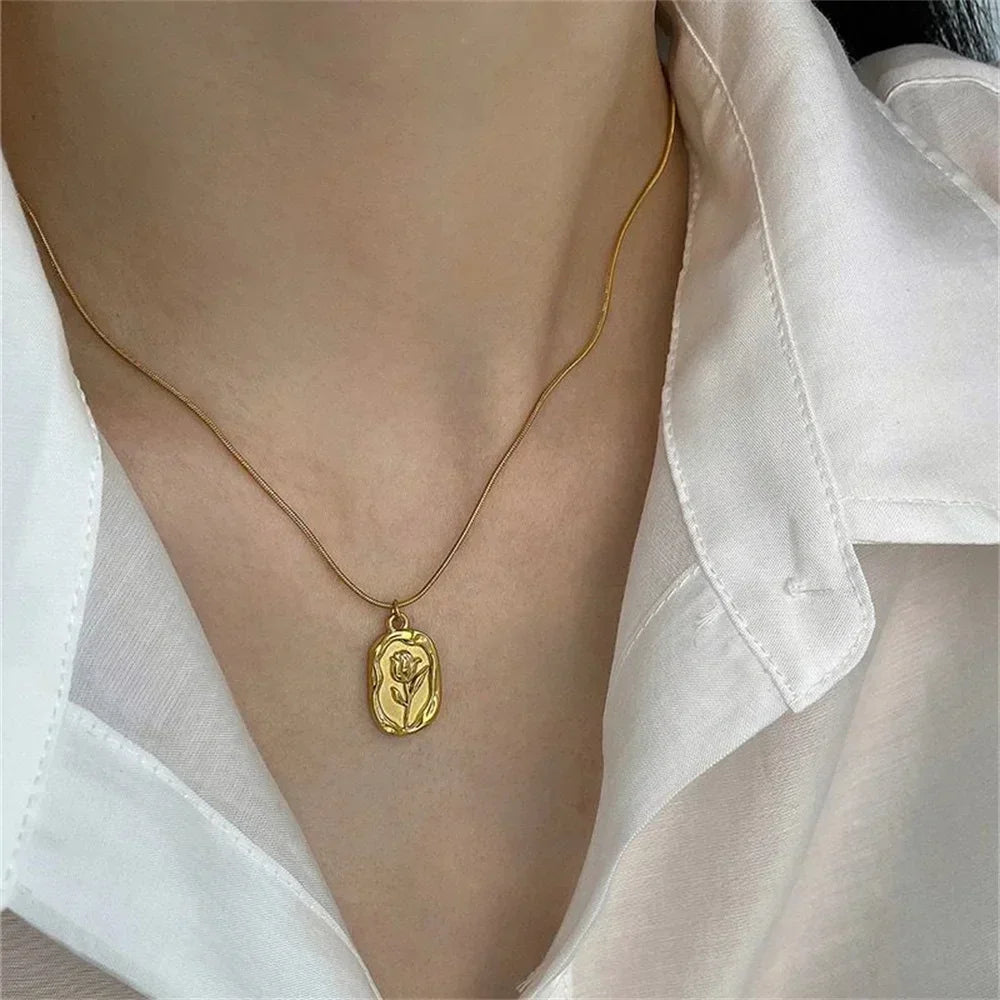 Vintage Silver-plate Geometric Exaggerated CCB Chain Necklace For Women Female Fashion Boho Artificial Pearl Y2K Jewelry Gift