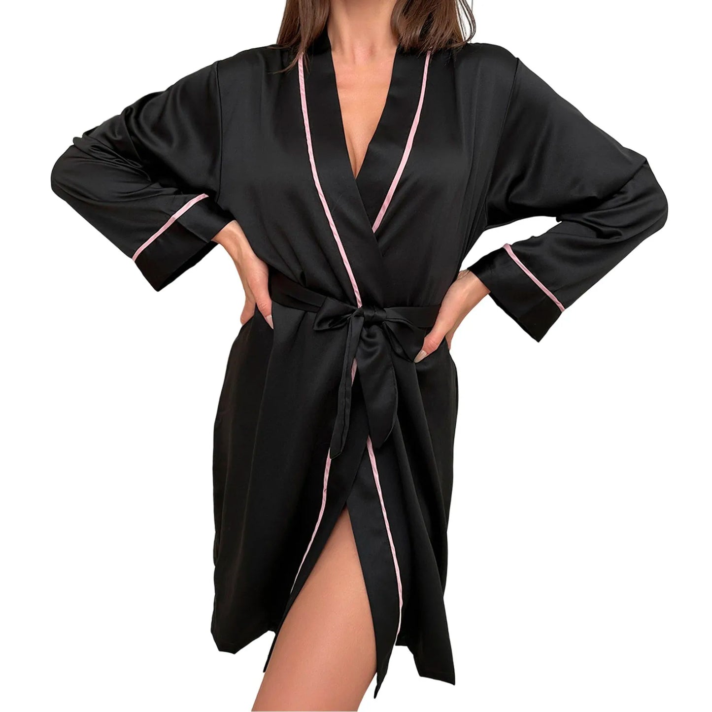 New Home Clothed Robe Women's Imitation Silk Pajamas Simple Kimono Comfortable Cute Robes For Women Loose Fit Bridesmaid Robes