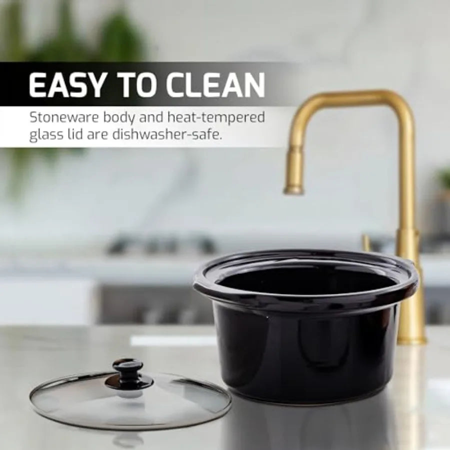 4-Quart Electric Slow Cooker with 3 Temperature Settings Removable Ceramic Pot Dishwasher Safe Glass Lid Stainless Steel Body C