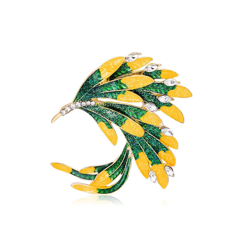 New Retro Phoenix Rhinestone Brooch Fashion Shiny Crystal Animal Pin Men and Women Clothes Bag Accessories Jewelry Gift
