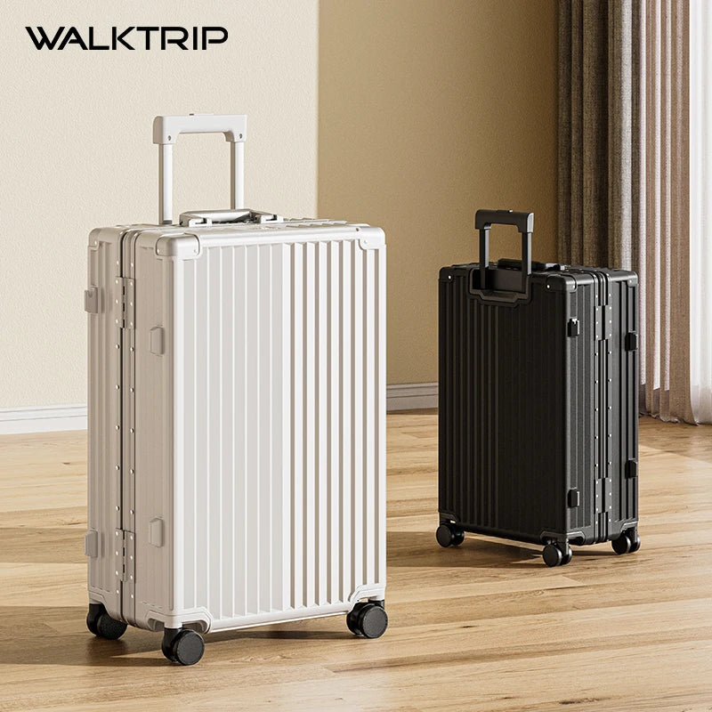 Fashionable PC aluminum frame luggage for women, 20/22/24/26/28 inches, boarding case, trolley travel bag, men's password case