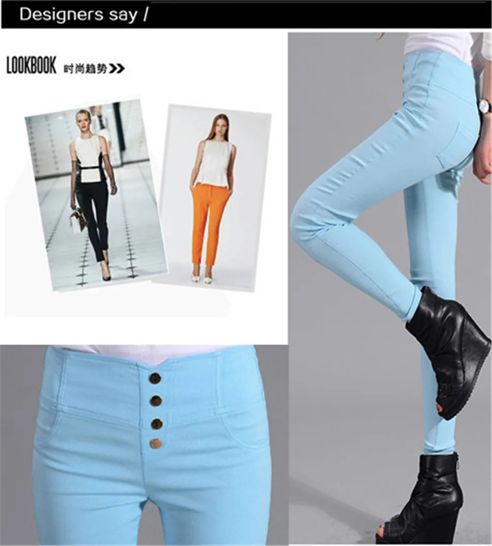 Button Fly Pants for Women Super Stretch Comfort High Waist High Rise Skinny Jeans Tapered Leg Butt Lift  Pant ouc309