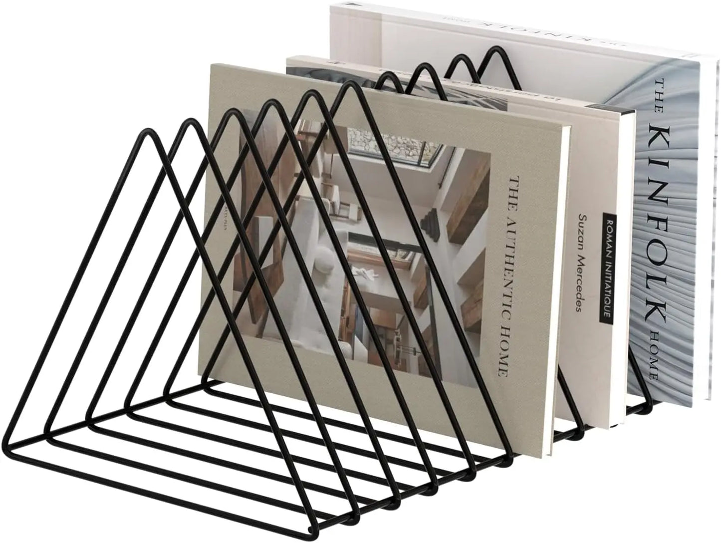 Metal Triangle Desk Organizer with 10 Sections, Magazine Holder and File Storage in Black