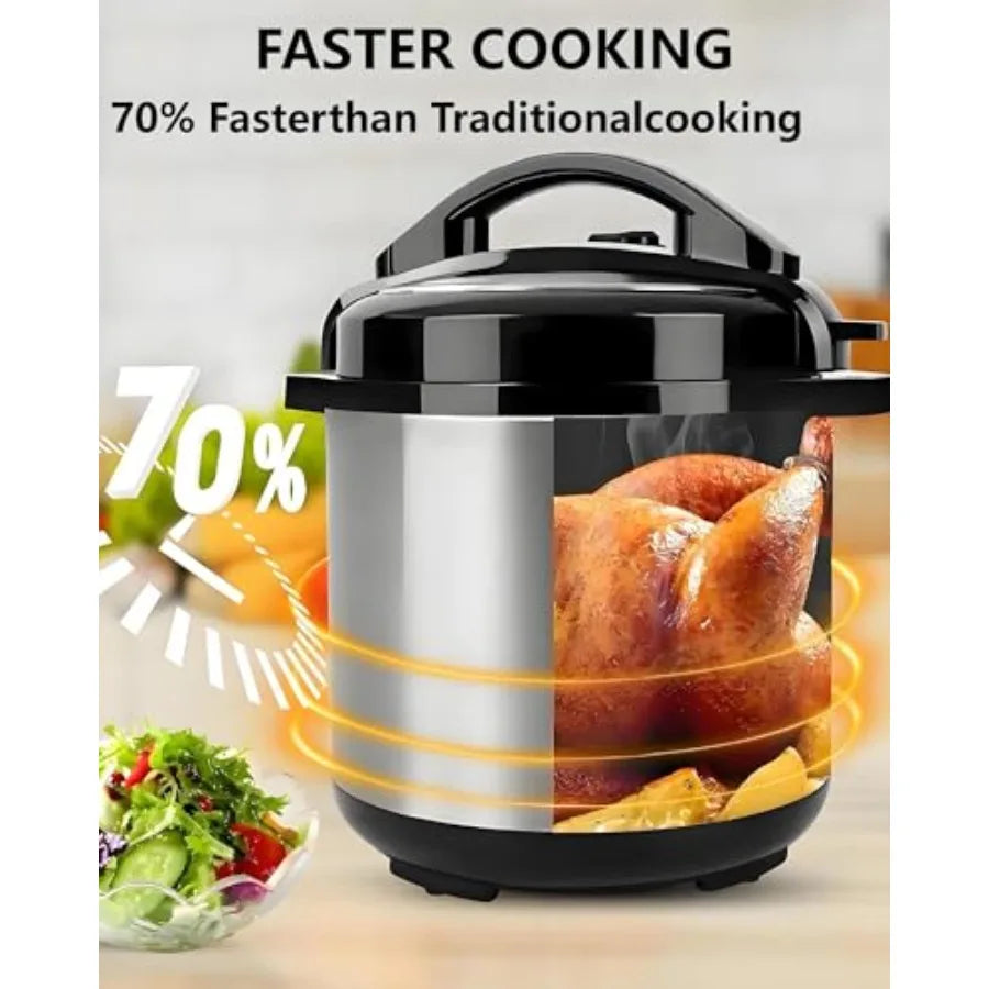 10 In 1 Electric Pressure Cooker 5 Quart Stainless Steel Multi-Function Electric Cooker with 24-Hour Reservation Black Ideal fo