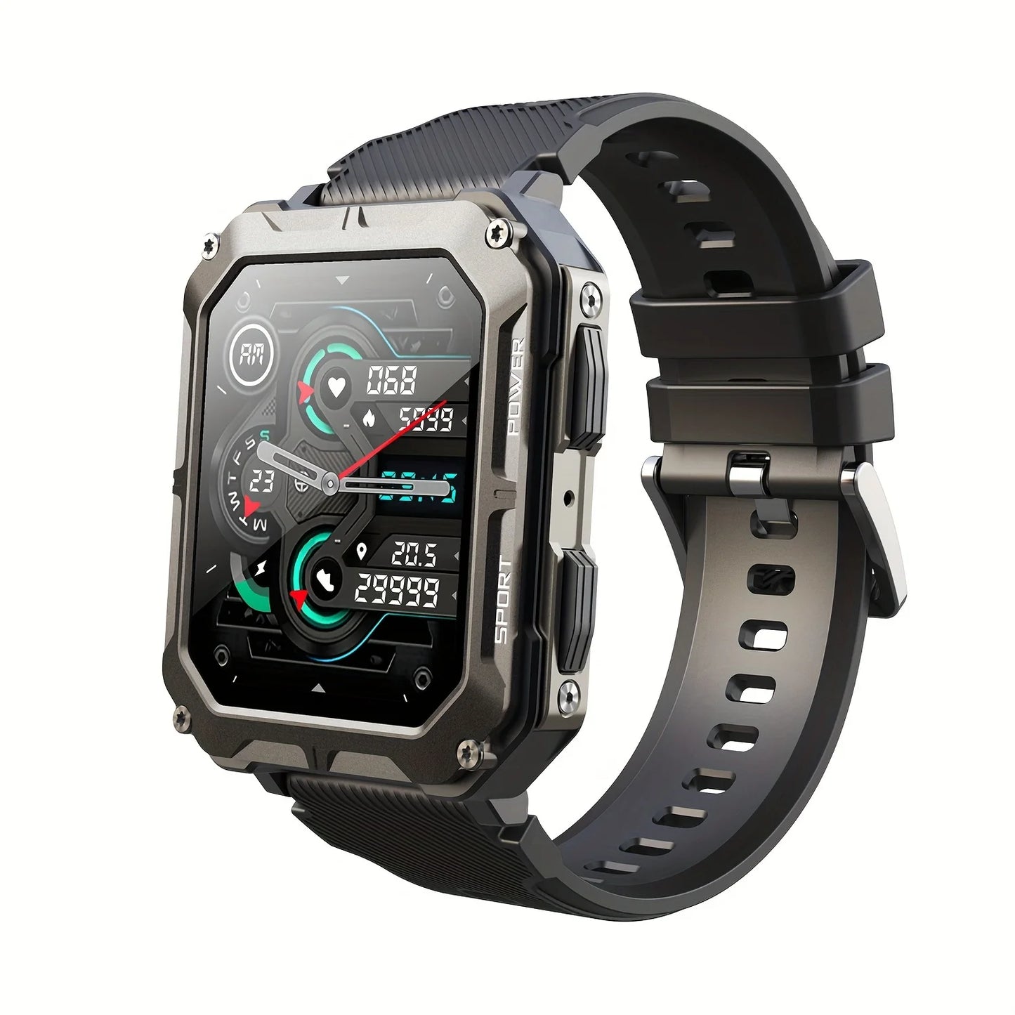 Rugged 1.83" Smart watch (Call Receive/Dial) IPX8 for Android iPhone Compatible, Fitness Tracker for Outdoor Sport