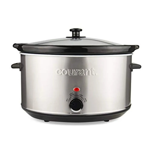 Oval Slow Cooker Crock 8.5 Quart Dishwasher Safe Pot in Stainless Steel with Easy Options for Home Cooking