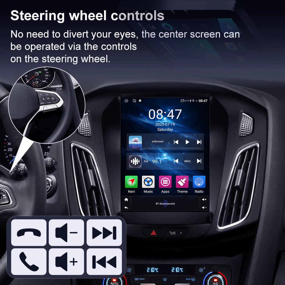 Android 16 Car Radio Stereo For Ford Focus 3 Mk 3 2011 2012 - 2019 Auto GPS Multimedia Player 2Din Wireless Carplay 4G WiFi BT