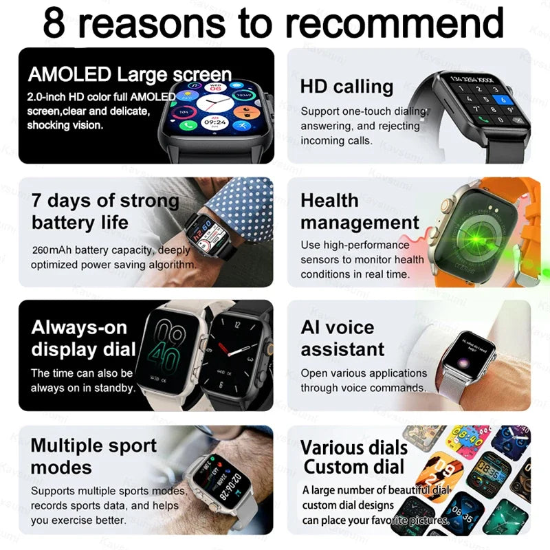 2026 Fashion Women Watch Ultra Smart Watches 2.01"AMOLED Full Touch Screen Call health Sport Smartwatch For Android IOS Ladies