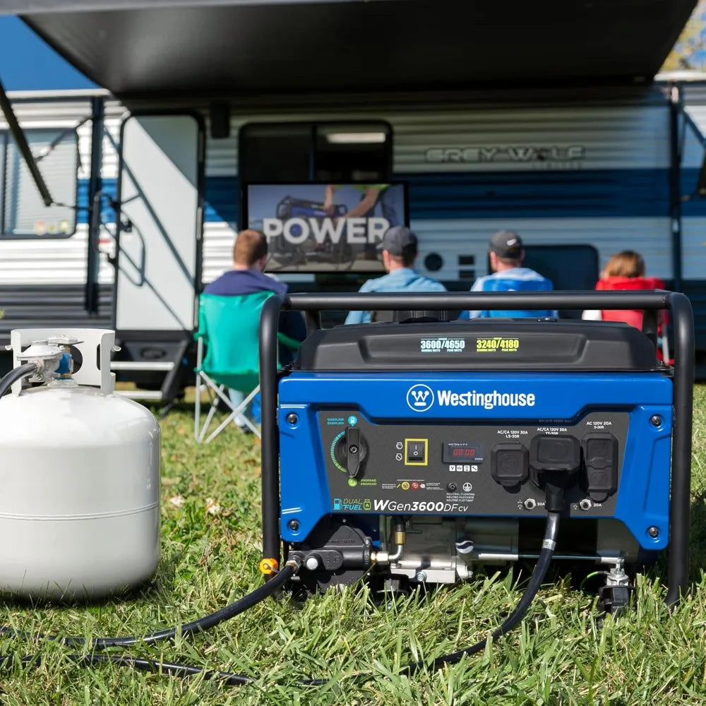 Dual Fuel Portable Generator 4650W Peak, RV Ready with 30A Outlet, Gas & Propane Powered, CO Sensor Safety