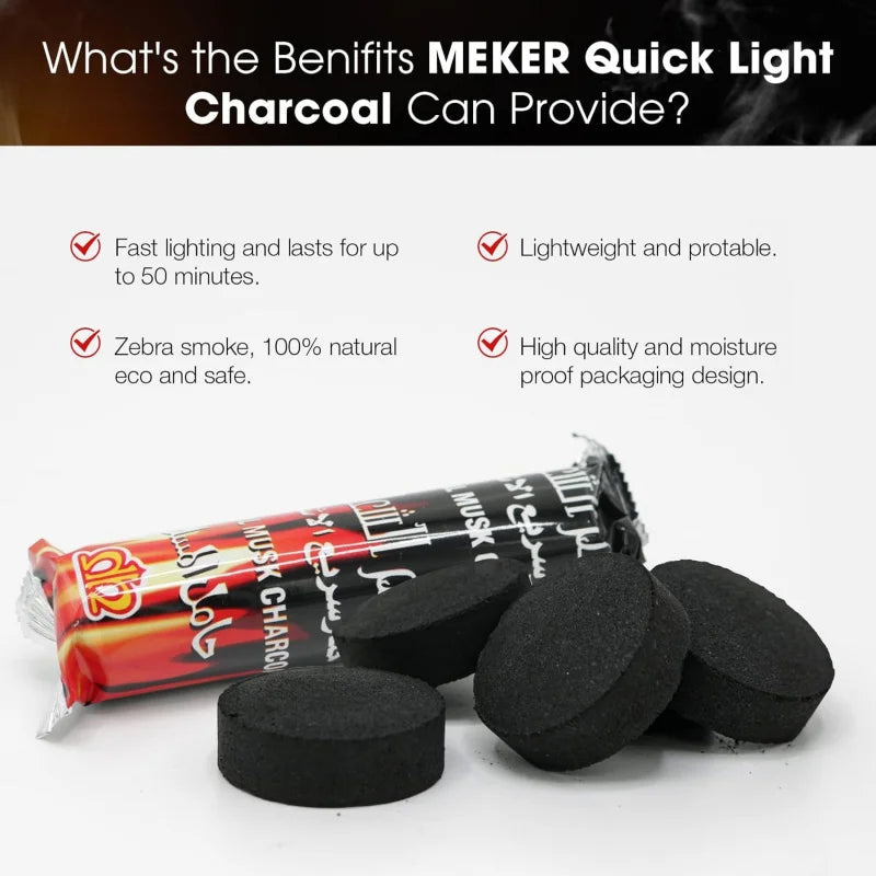 Quick Light Charcoal Briquettes, Charcoal Disk Lights, 33 mm Nature Coal Disks, Instant Fire Coal Tablet, Charcoal Burner (100Pc
