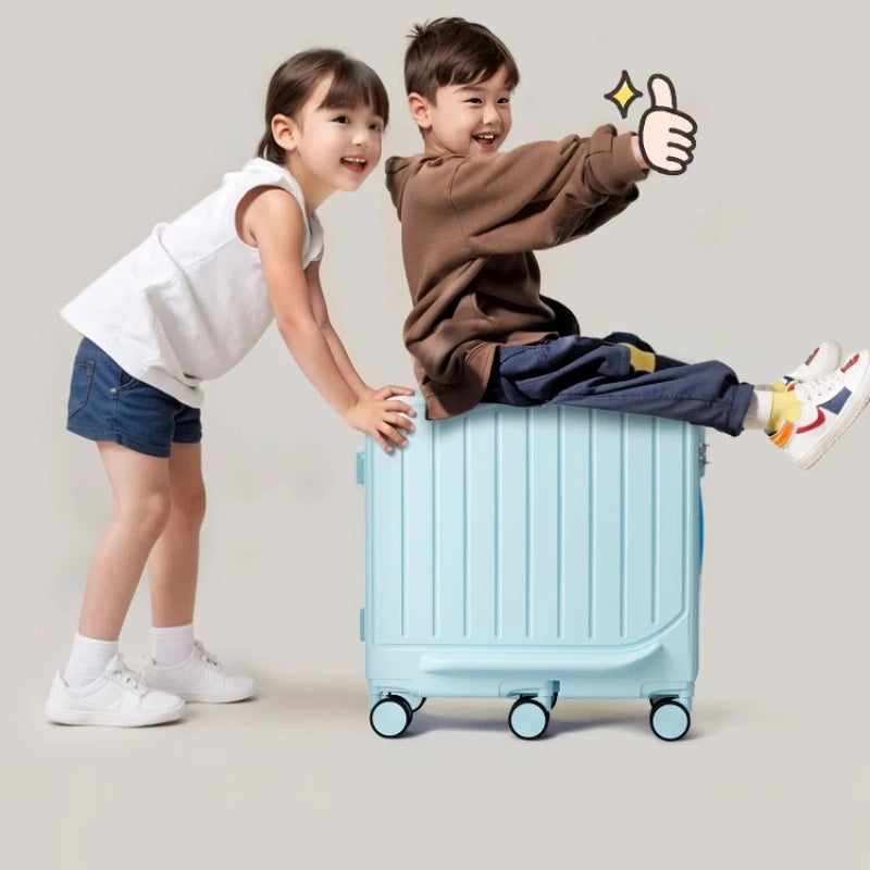 Kids Rideable Suitcase 20 Inch Cabin TSA Lock Lightweight Rolling Trolley Seat Travel Case Boys Girls Maleta De Maquillaje