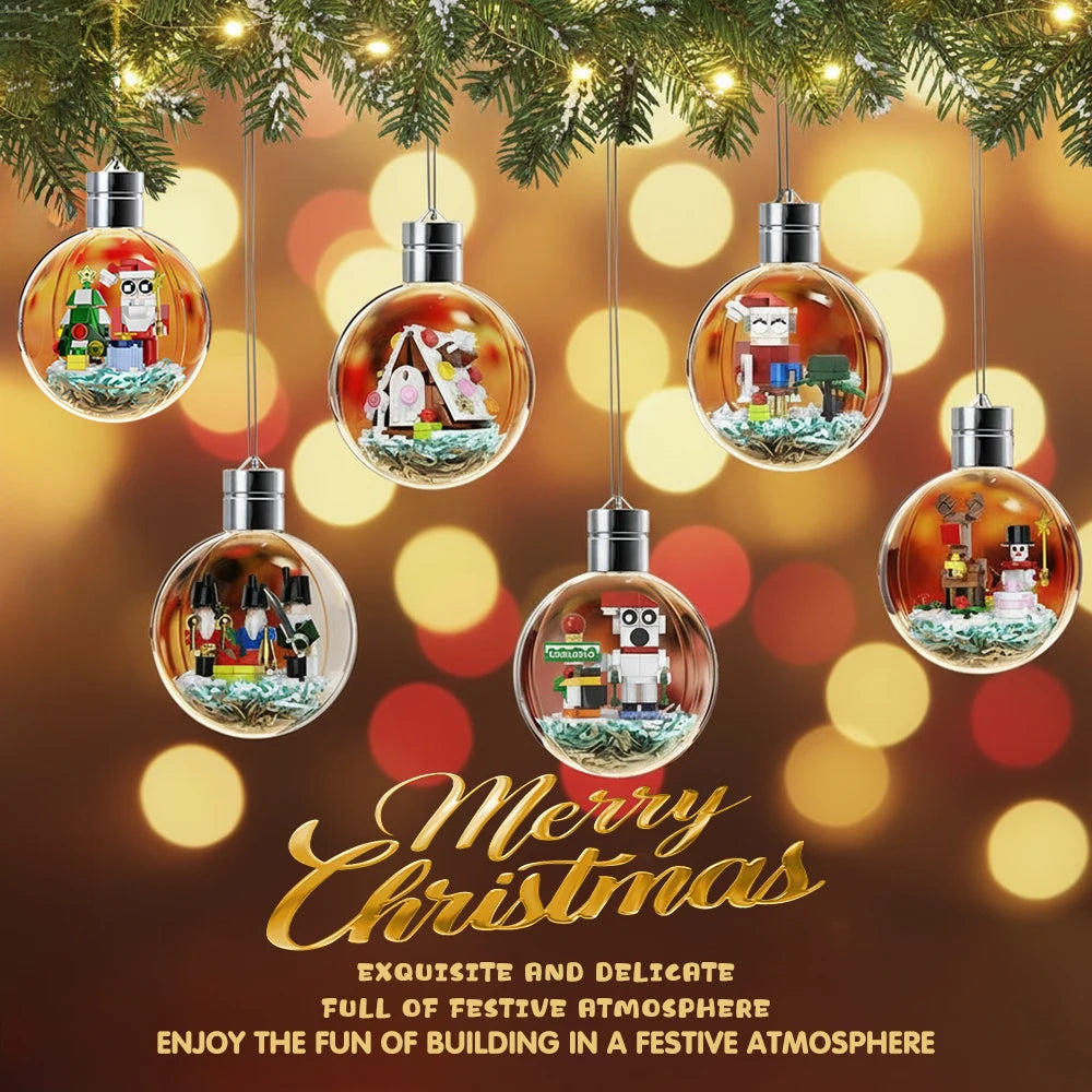 Shipped from the US 6-in-1 Christmas Bulbs Building Blocks with LED Strips Family Party Decor Kids Brick Toy Gift Night Lamp New
