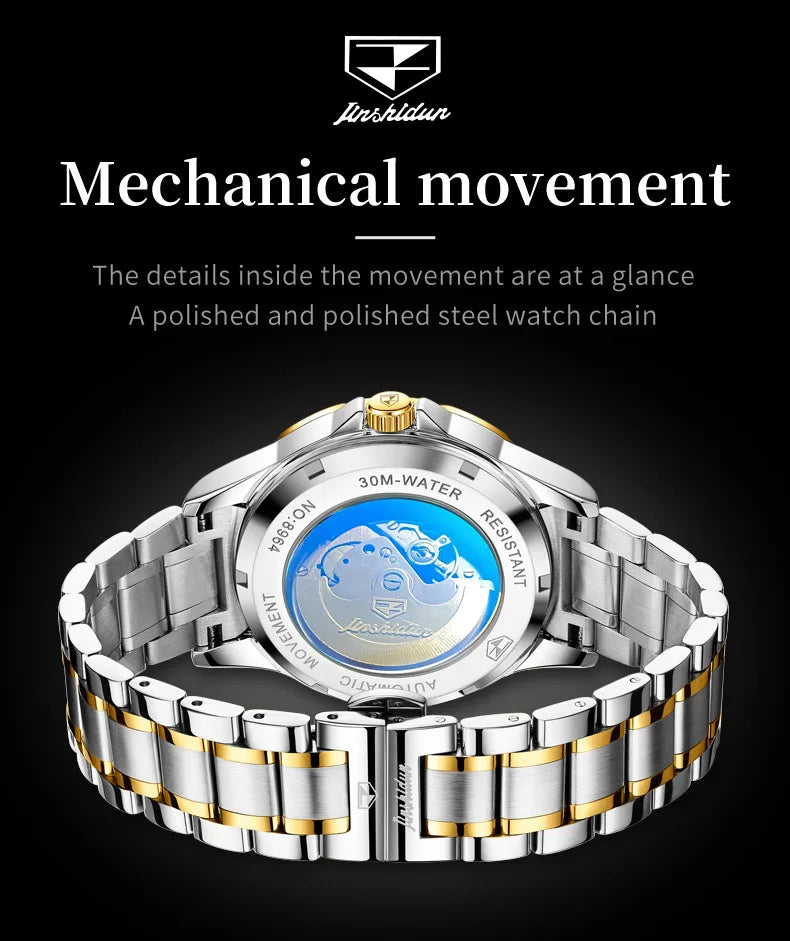 JSDUN 8964 Luxury Brand Men Watch Auto Date Deep Waterproof Stainless steel High Quality Automatic Mechanical Watch for Men