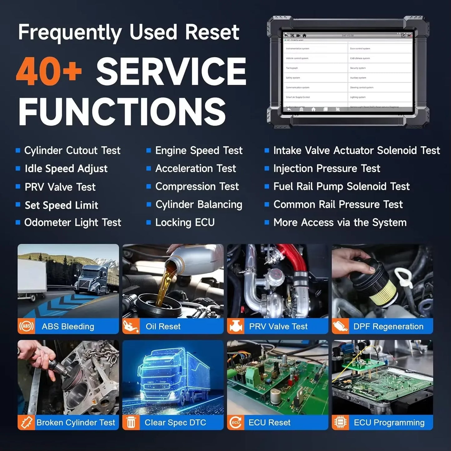 2026 Ancel X7 HD Diesel Heavy Duty Truck Diagnostic Tool ECU Oil Reset Bi-directional 24V 12V All System OBD2 Truck Scanner