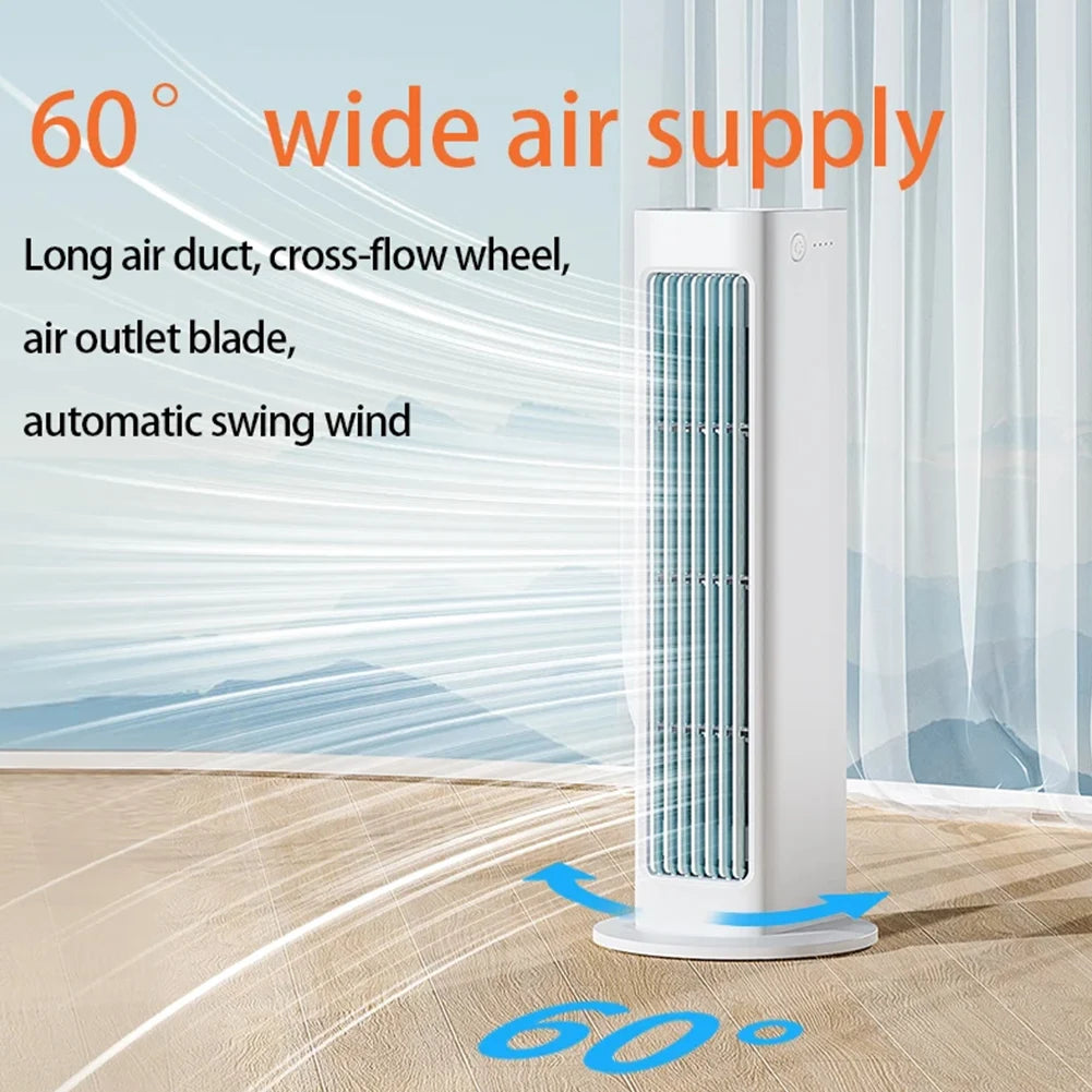 3000mAh Tower Fan Wall Mounted Leafless Fan 3 Mode Silent Air Conditioner Fan Strong Wind Electric Fan for Home Office Bedroom