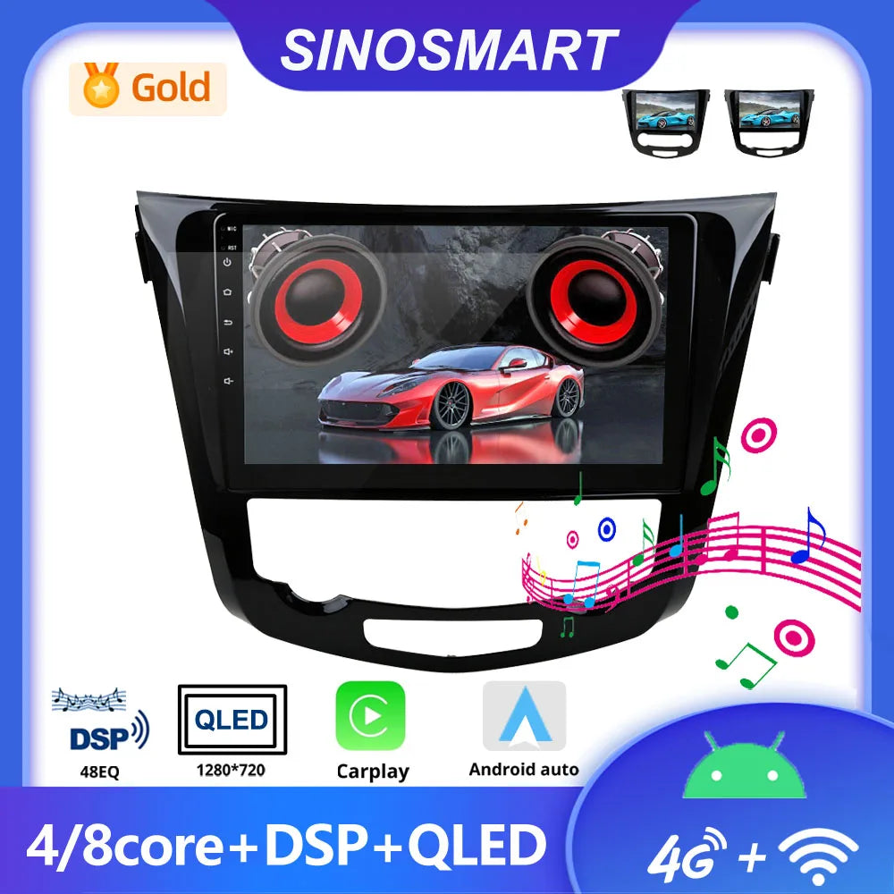 SINOSMART Android GPS for Qashqai J11 X-Trail T32 Rogue 2014–2021 Without OEM 7-Inch Screen Support CarPlay AndroidAuto