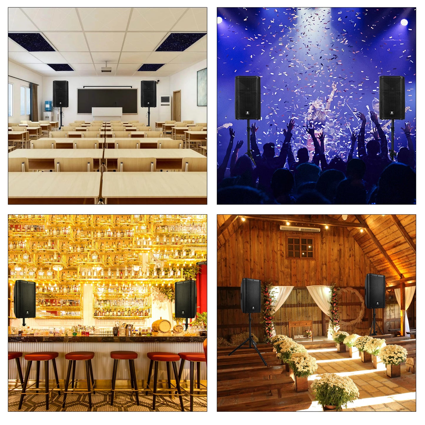 PRORECK DELTA 10 1800W Bluetooth PA Speaker System with 4-Channel Powered Mixer 10-Inch Passive for DJ Bands Karaoke Live Events