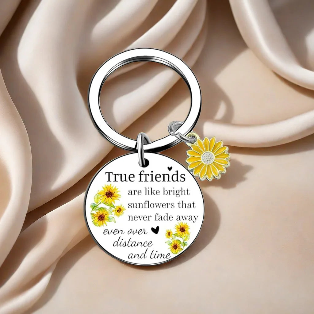 1Pc True Friends Gift Friendship Sunflower Keychain for Best Girlfriend Birthday Gift for Girlfriend Departure Gift Urn Pet urn