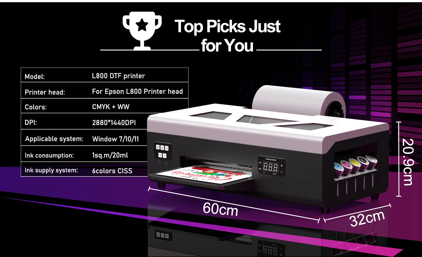 Direct To Film DTF Printer For Epson L805 Clothes Printing