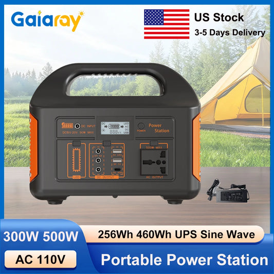 GaiaRay 300W 500W 460Wh Portable Power Station Solar Generator AC 110V Emergency Power Plant Camping Power Bank for Travel Home