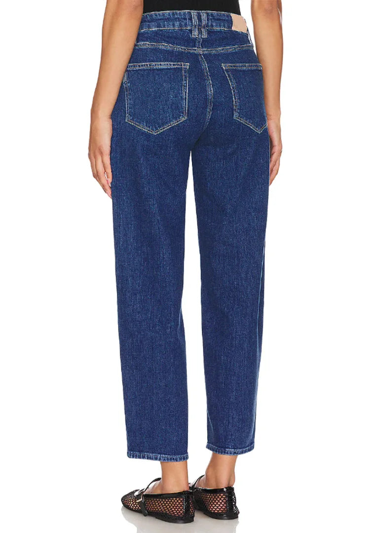 Fashion wash dark blue front pocket bone-breaking women's low stretch slim straight-tight casual nine-point jeans
