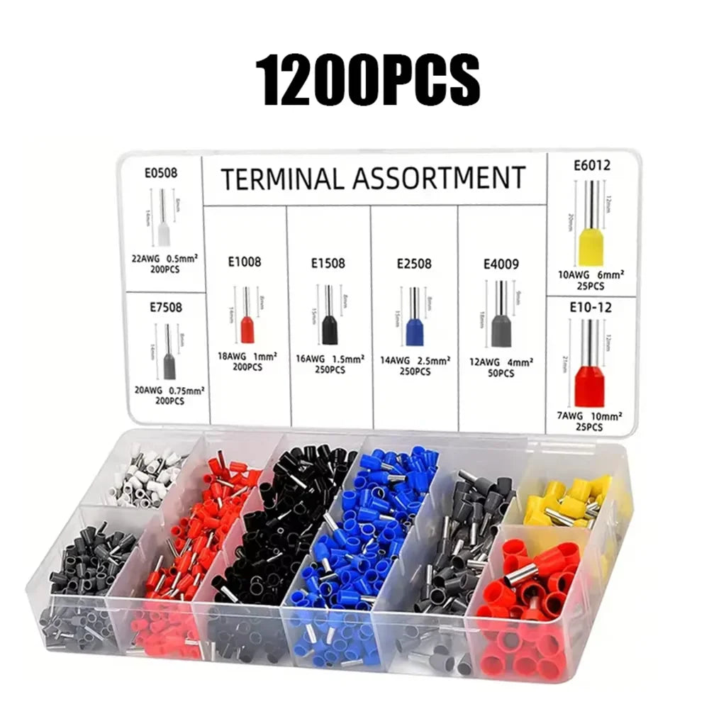 DTCTK Pliers Ferrule Sleeves Tubular Terminal Tools HSC8 16-6 Wire Crimper Household Electrical Sets 1200pcs Terminal Pliers set