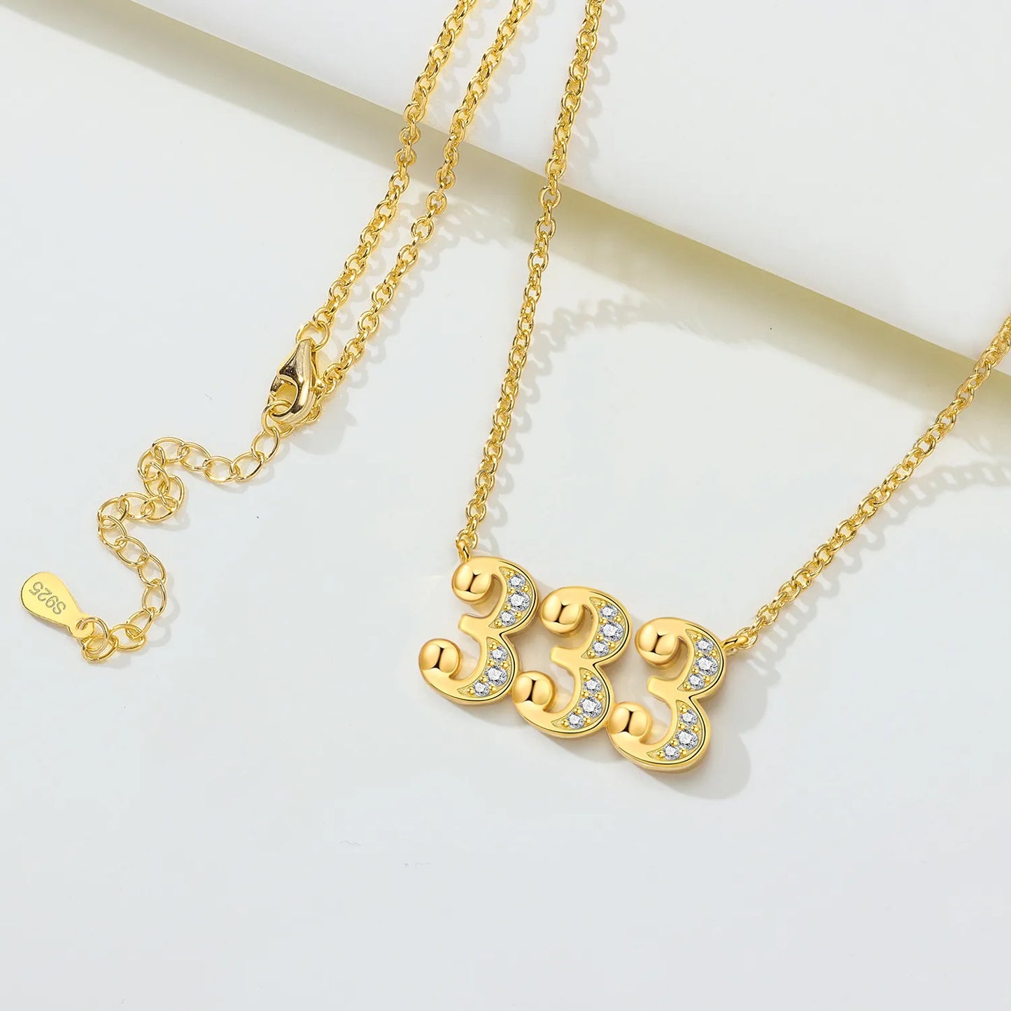 Original 18K Gold 222 333 444 777 Lucky Number Pendant Necklace for Women Birthday 925 Sterling Silver Jewelry Gifts Angel 2026