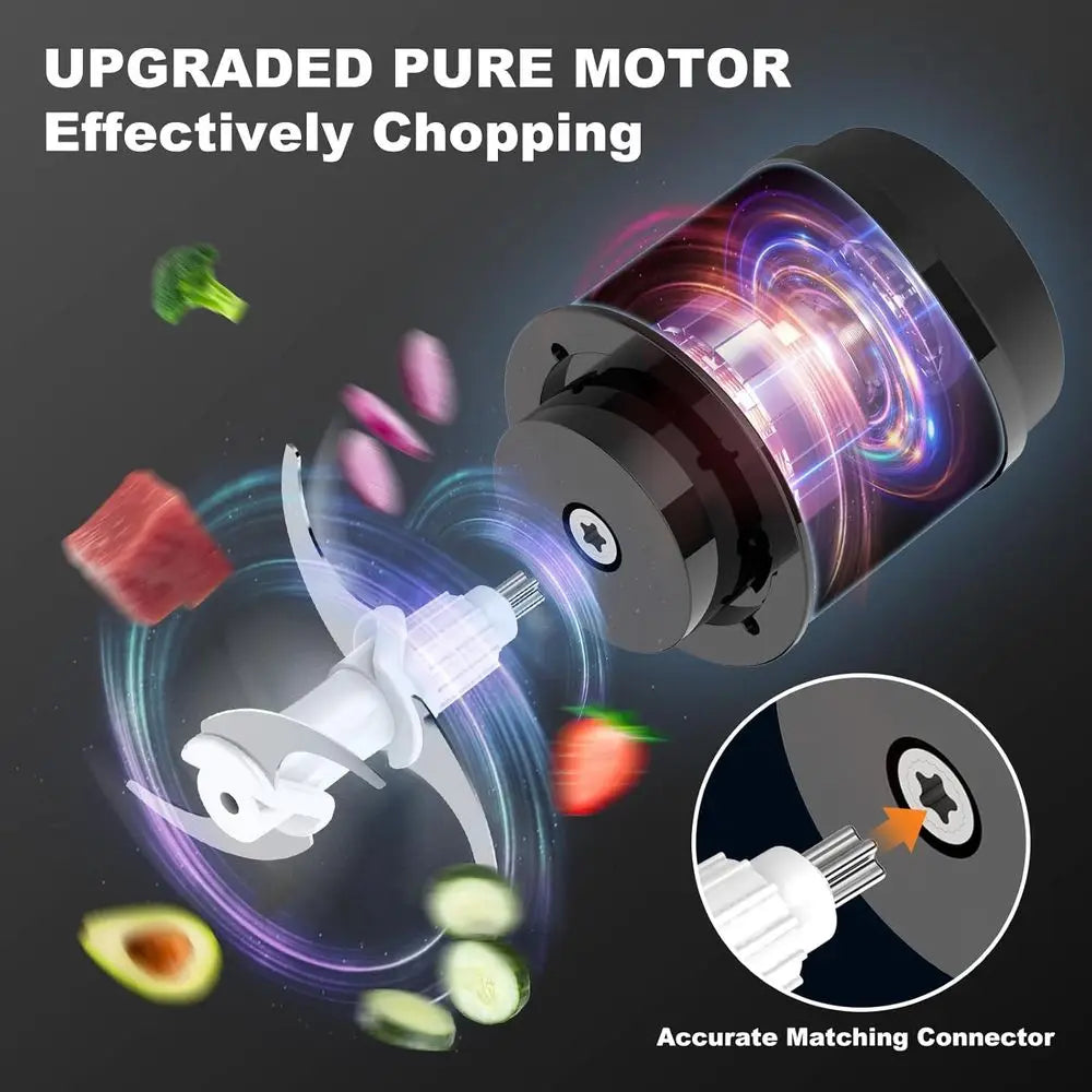 Electric Meat Grinder and Vegetable Chopper, 2 Bowls, 8 Cup Capacity, 350W, Bi-Level Blades