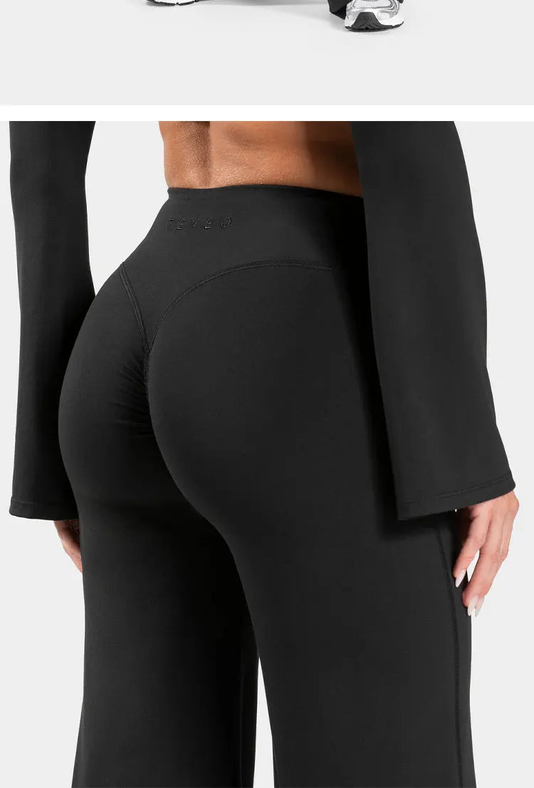 Charming Pro Scrunch Straight Leg Pants Butt Lifting Wide Leg Sweatpants Fitness Jogging Yoga Gym Push Up Women Baggy Leggings