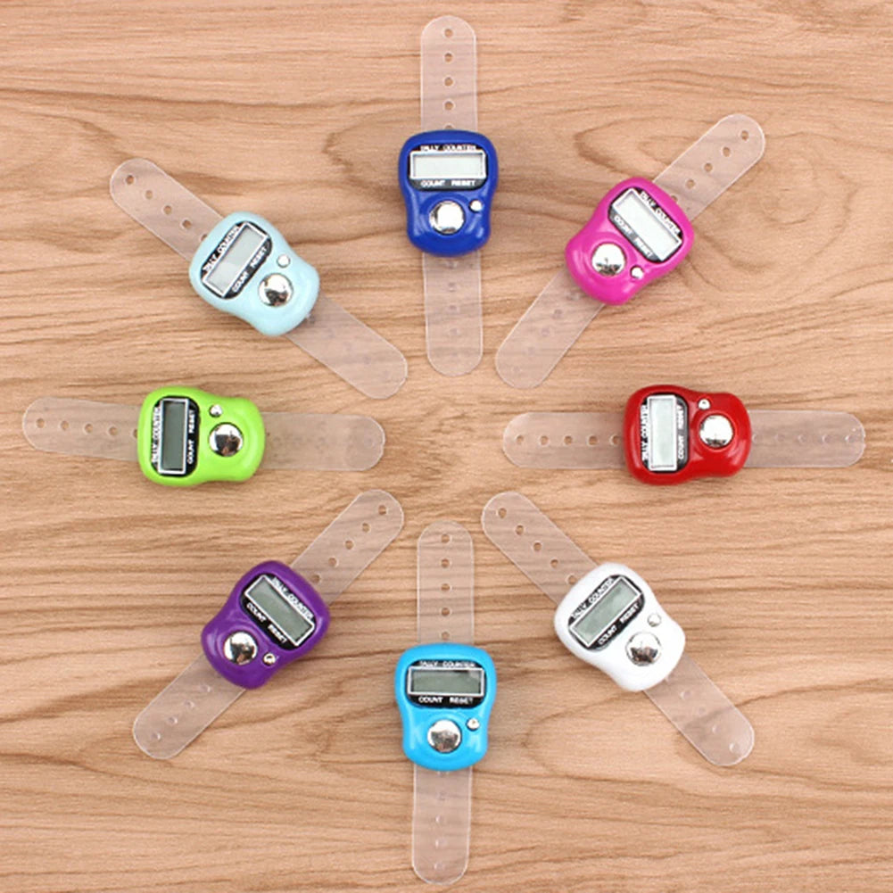 Electronic Finger Counter Ring w/ LED Digital Row Tally Stitch Marker Pedometer