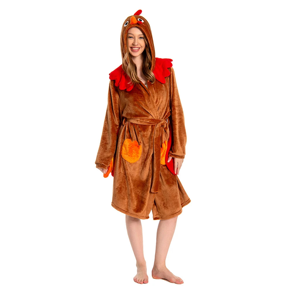 Animals Bathrobe Cartoon Soft Warm Soft Pajamas Adult Woman Onesie Hoodie Jumpsuit Sleepwear Home Clothing Cospiay Birthday Gift