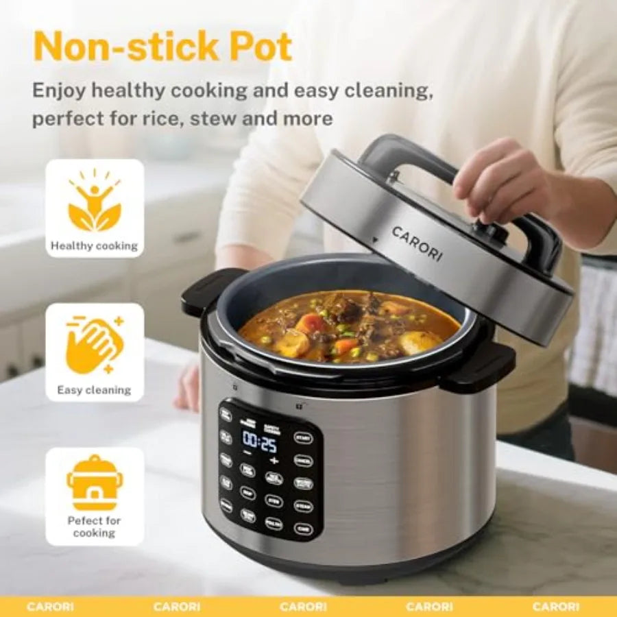 9-in-1 Electric Pressure Cooker 1000W Instant Multi-Cooker with IMD Touchscreen Silver 8 Qt Non-Stick Pot Rice Cook Slow Cook S