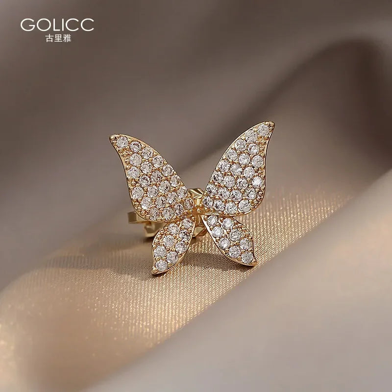 2026 New Butterfly Zircon Earrings women's Korean jewelry literary style earrings net red temperament simple new earrings