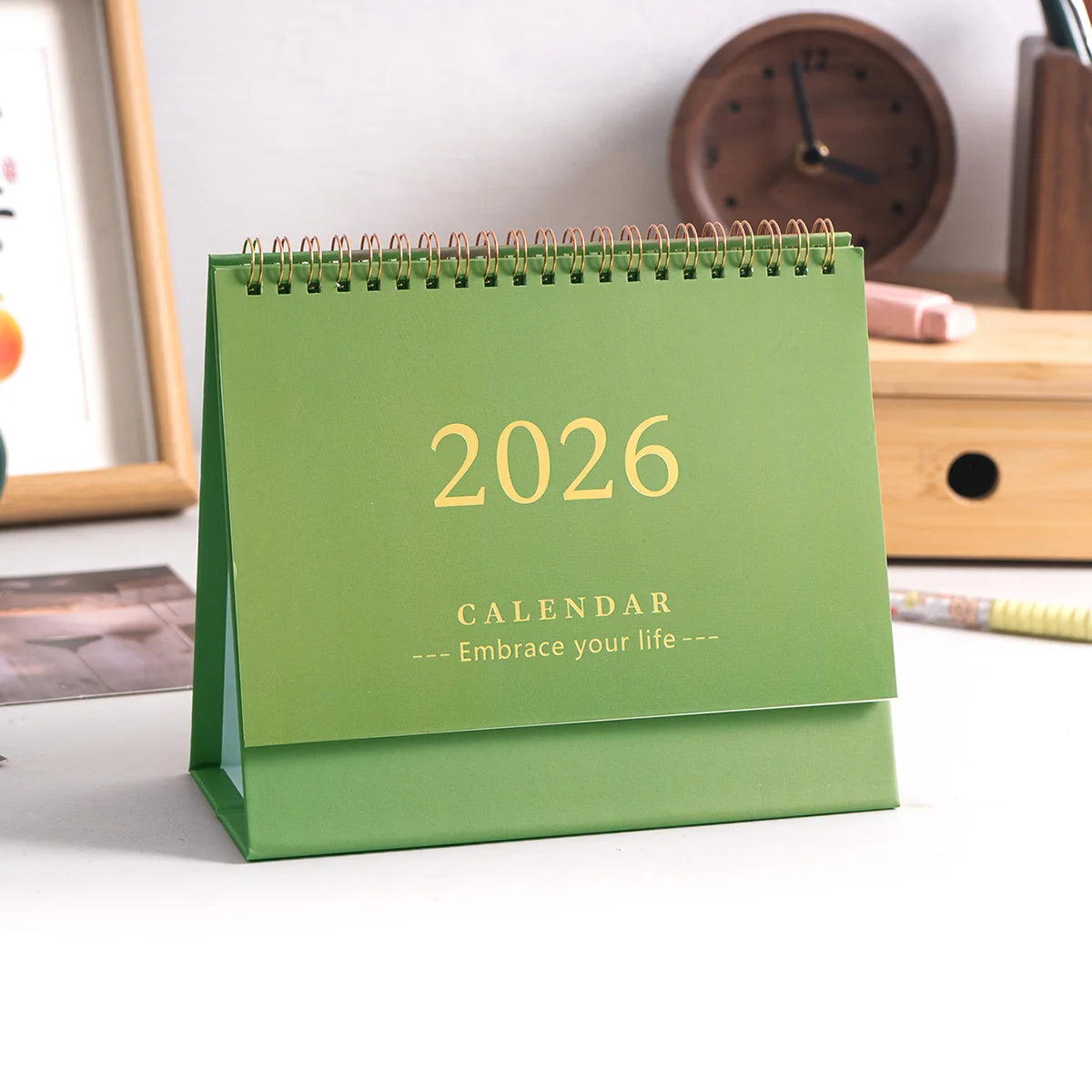 1 pc New 2026 Monthly Desktop Calendar, Portable Foldable, Back Memo, School Office Desktop & Holiday Decoration, Home Essential
