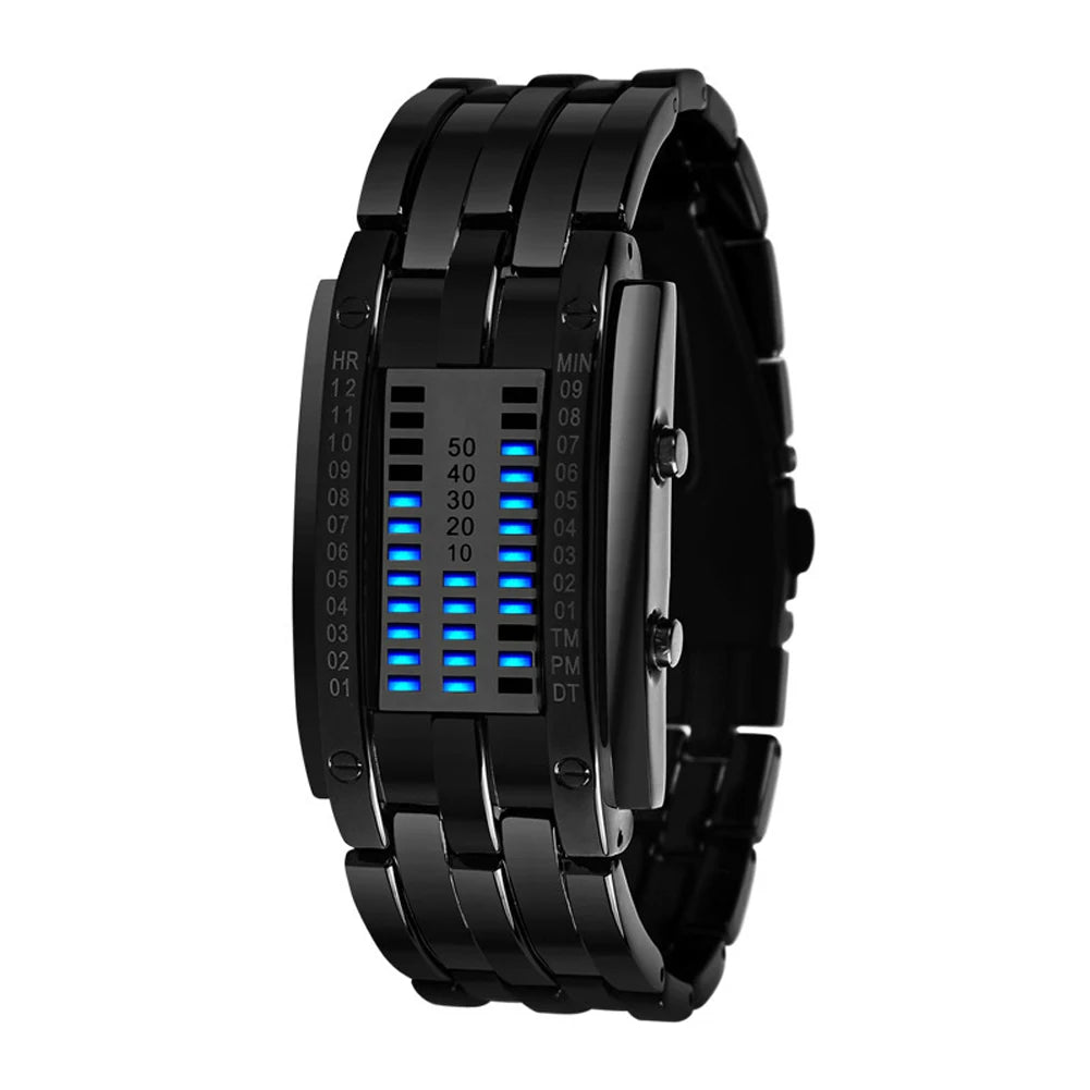 Luxury Lovers Watch Steel Blue Luminous LED Electronic Display Sport Watch