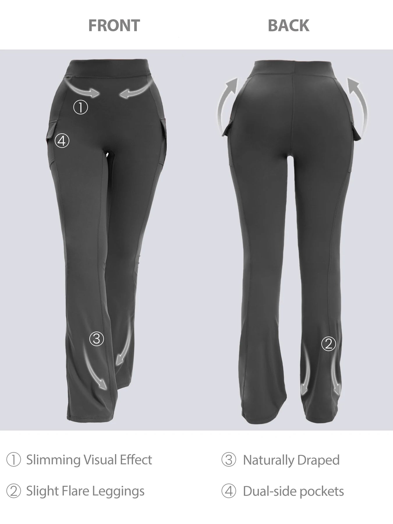 3PCS High Waisted Tummy Control Bootcut Yoga Pants with Pockets Naked Feeling Stretch Workout Casual Pants